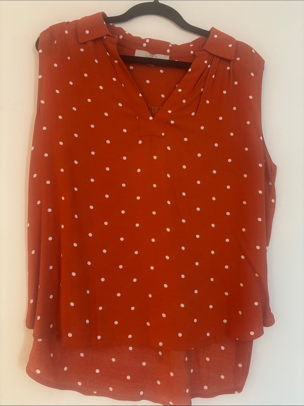 Loft Fashion Rust Red Polka Dot Sleeveless Top